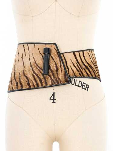 Tiger Striped Wide Pony Hair Waist Belt