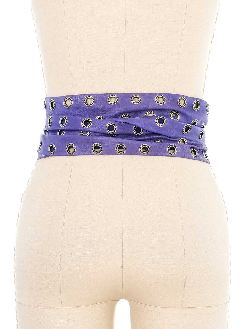 1980s Purple Leather Grommet Belt - image 2