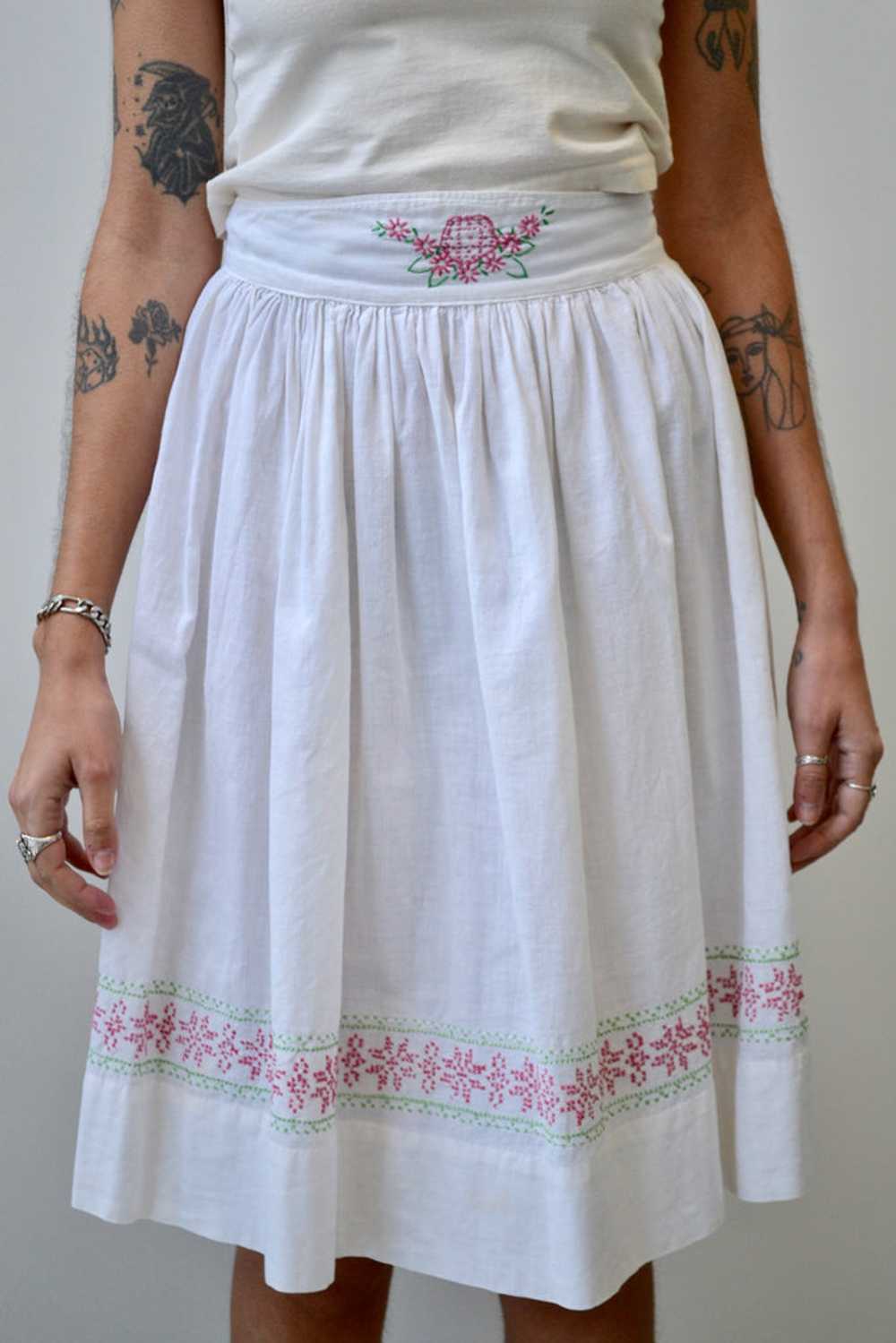 Embroidered Cotton Circle Skirt - image 2
