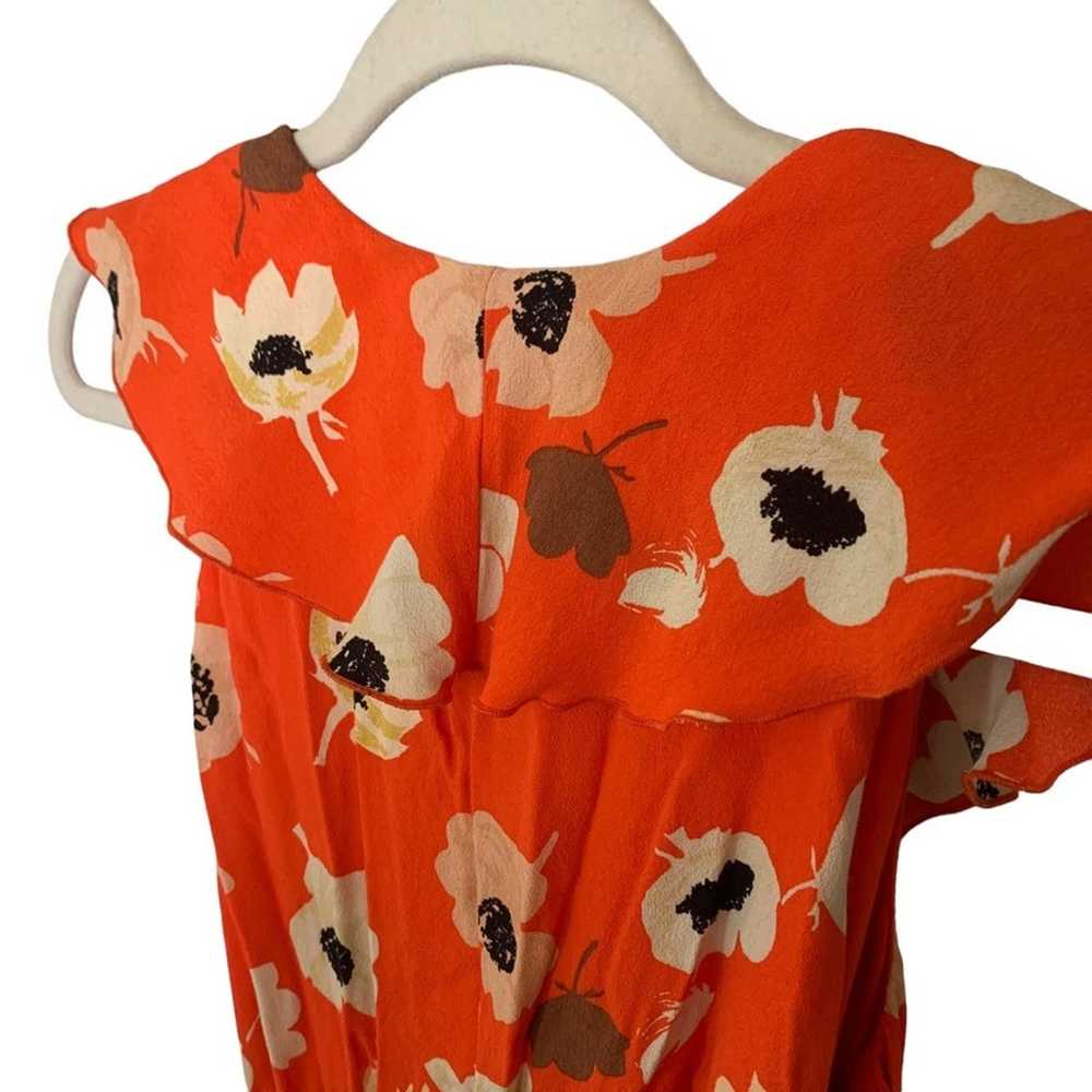 Zara Basic Collection| XS Orange Floral Wrap Dres… - image 12