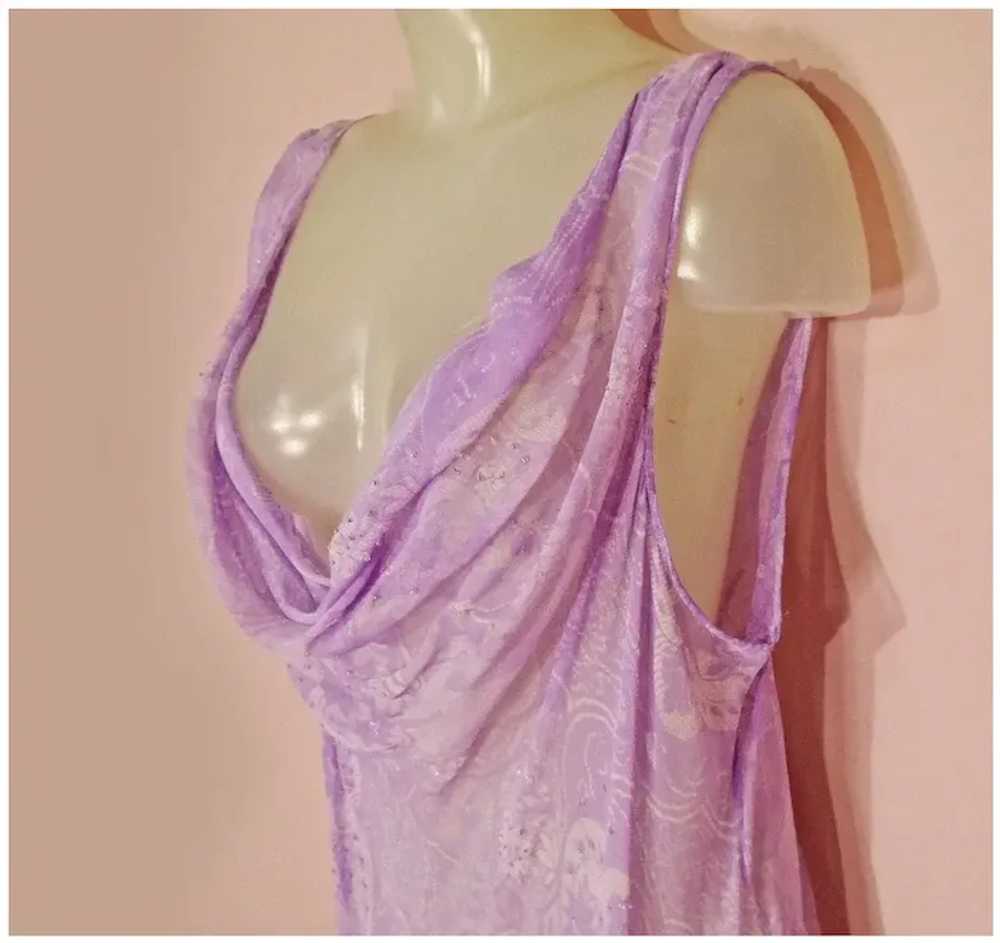 30s Lavender Beaded Silk Formal Gown, One Size VFG - image 3