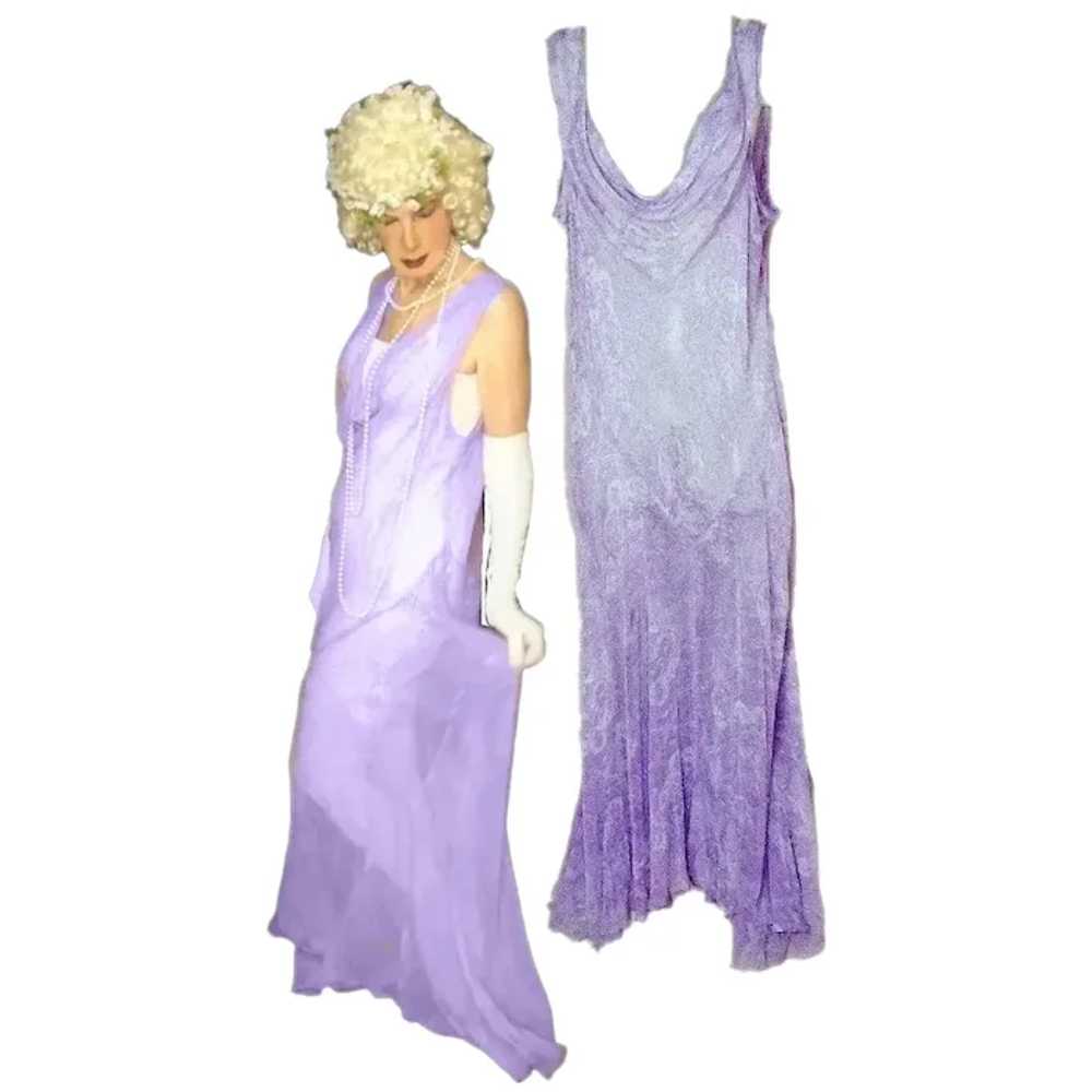 30s Lavender Beaded Silk Formal Gown, One Size VFG - image 7