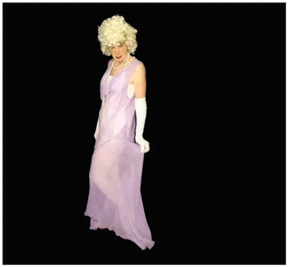30s Lavender Beaded Silk Formal Gown, One Size VFG - image 8