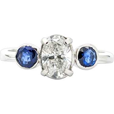 .64ct Diamond & Blue Sapphire Ring In Platinum