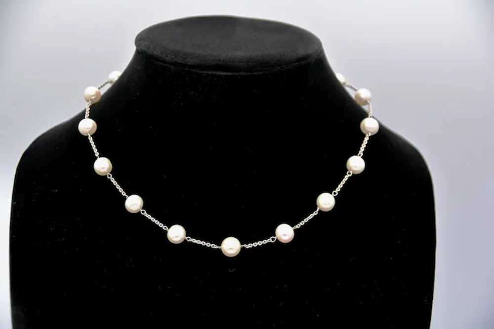 Sterling Silver Pearl Necklace 18" - image 2