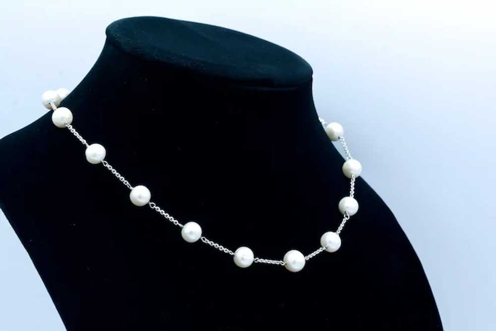Sterling Silver Pearl Necklace 18" - image 3