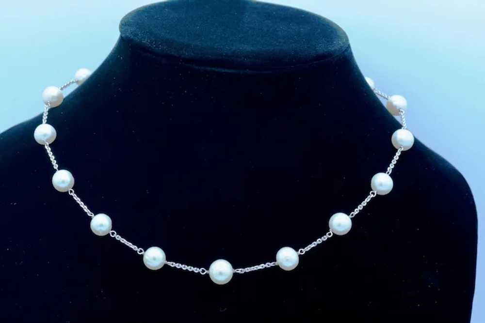 Sterling Silver Pearl Necklace 18" - image 4
