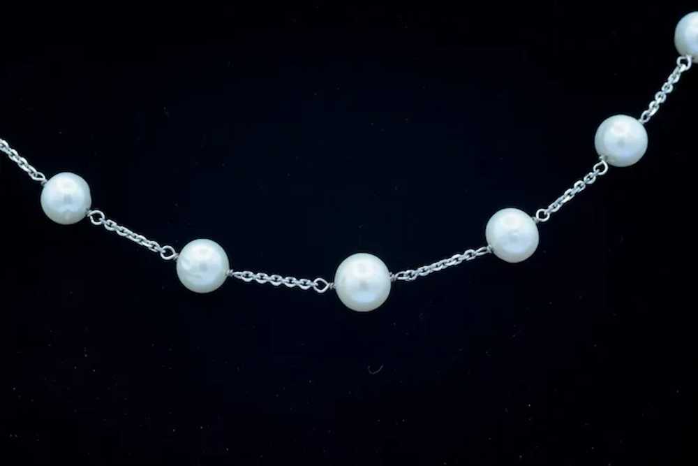 Sterling Silver Pearl Necklace 18" - image 5