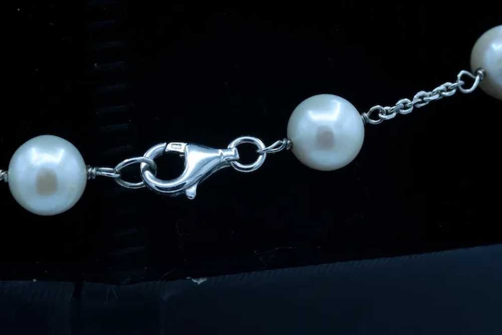 Sterling Silver Pearl Necklace 18" - image 7
