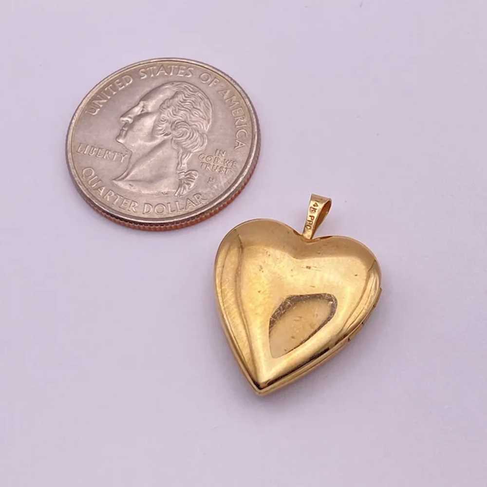 Vintage Heart Locket Pendant 14K Gold Diamond Acc… - image 2