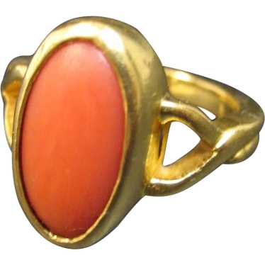 22K Yellow Gold Natural Coral Ring