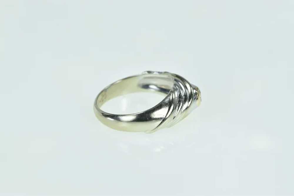 14K Vintage Diamond Two Tone Swirl Domed Ring Siz… - image 2