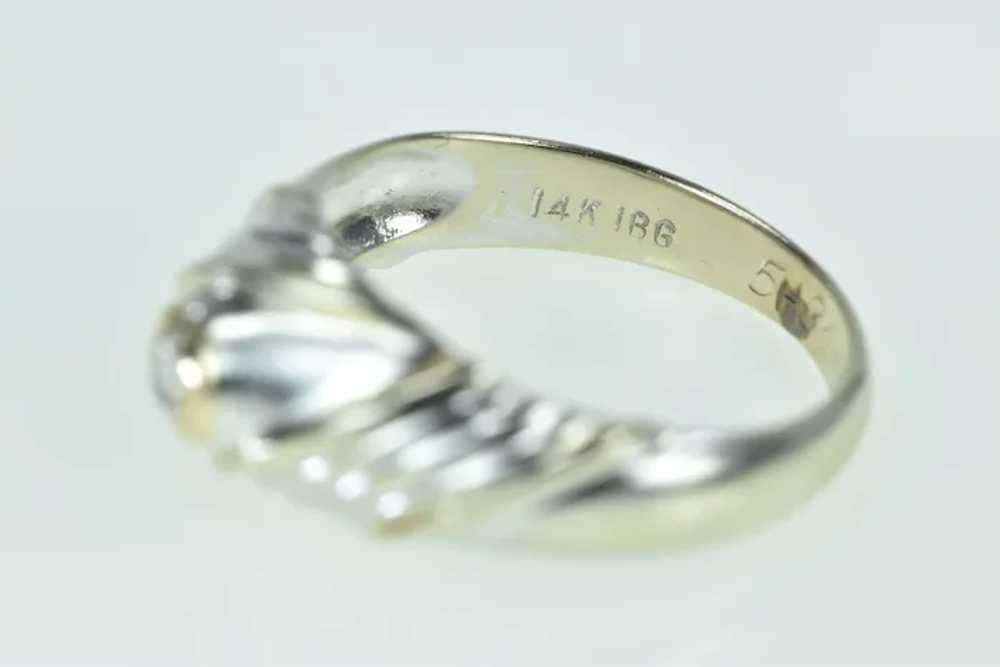14K Vintage Diamond Two Tone Swirl Domed Ring Siz… - image 3