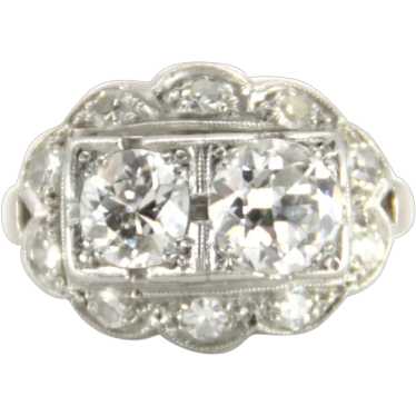 Estate Platinum & Old European Cut Diamond Art De… - image 1