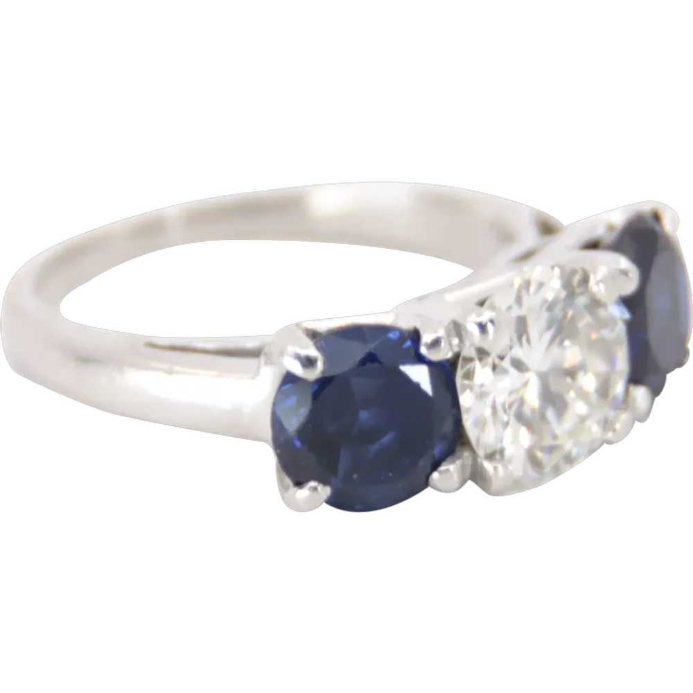 2.20cttw Platinum Sapphire & 1.40ct Diamond Ring - image 1