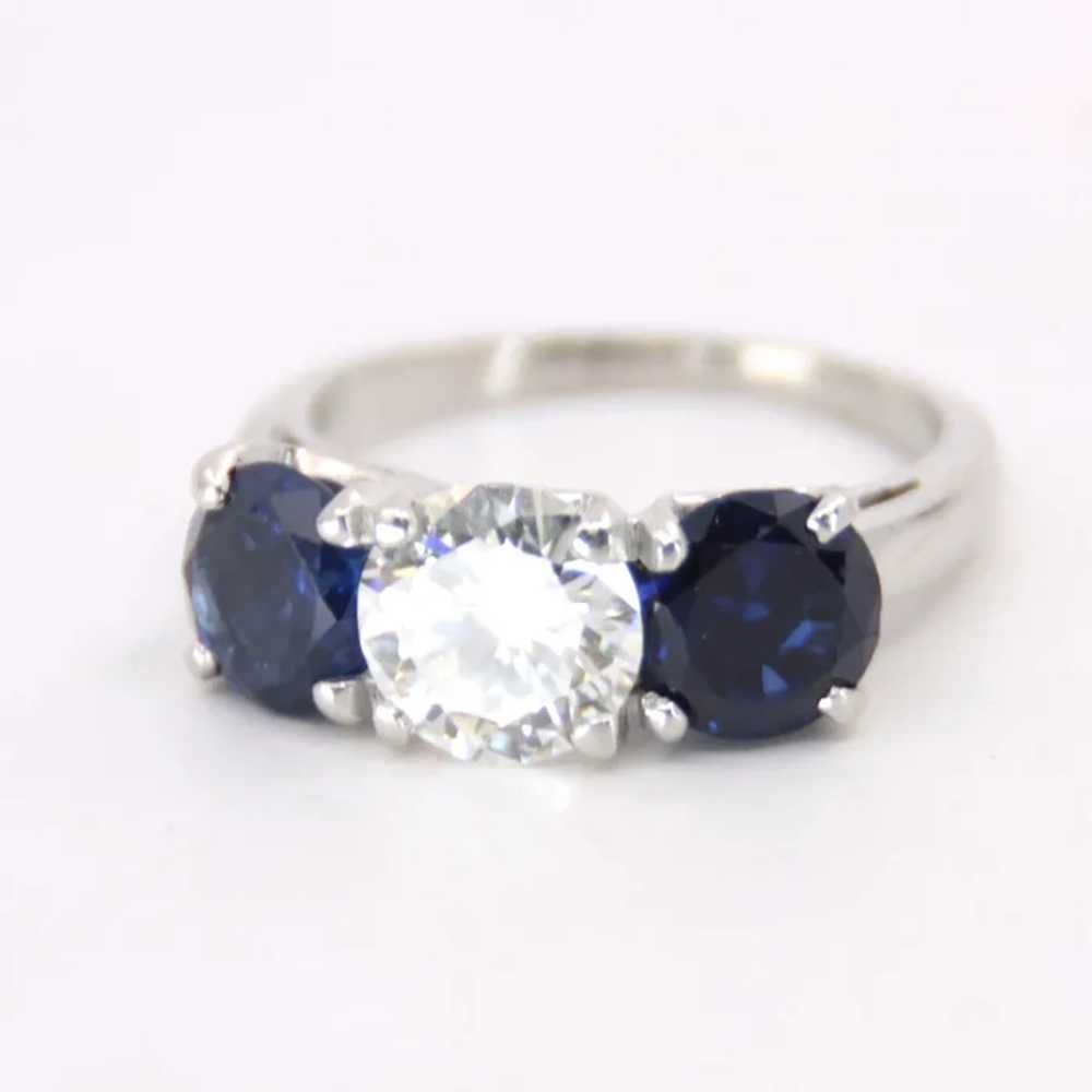 2.20cttw Platinum Sapphire & 1.40ct Diamond Ring - image 2