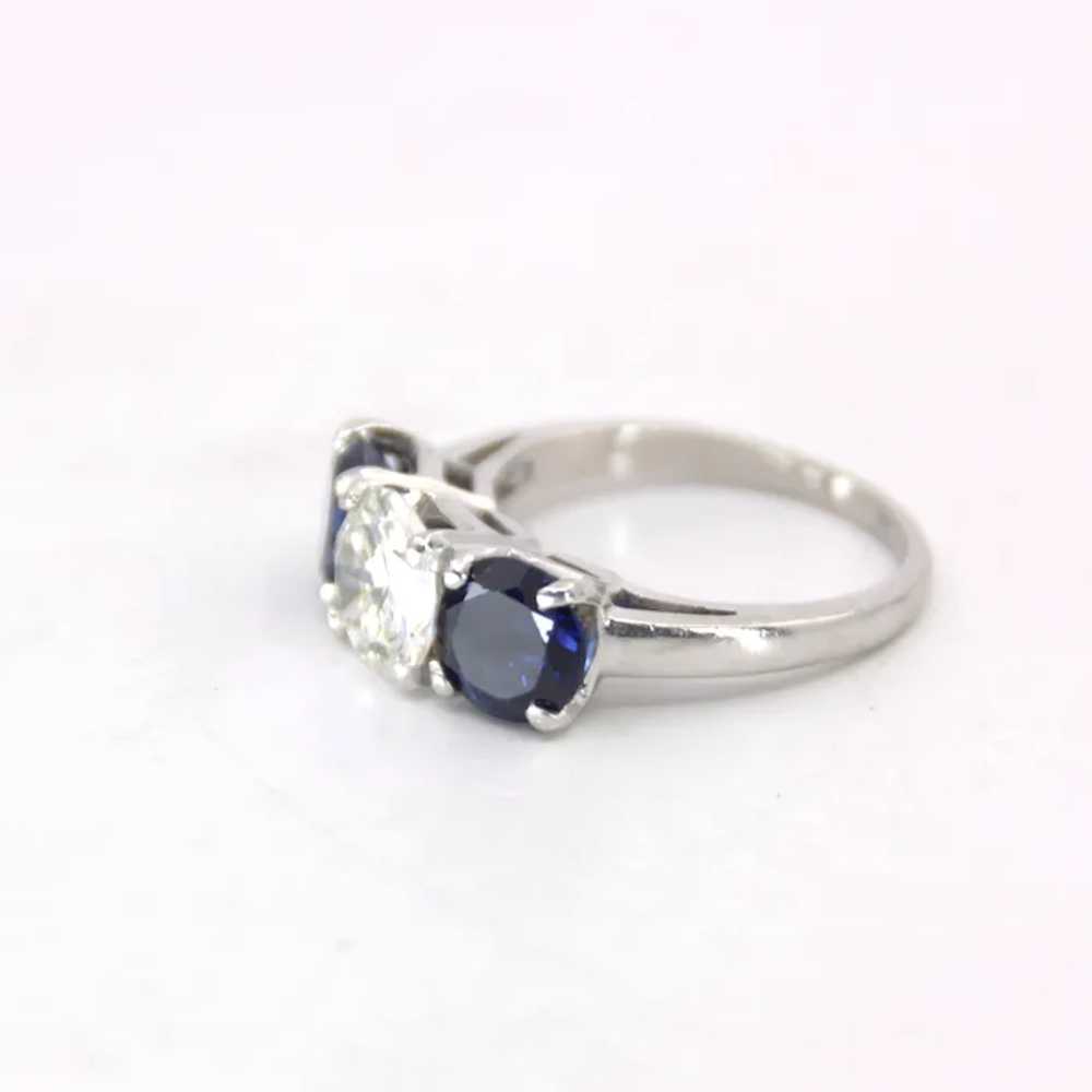 2.20cttw Platinum Sapphire & 1.40ct Diamond Ring - image 3