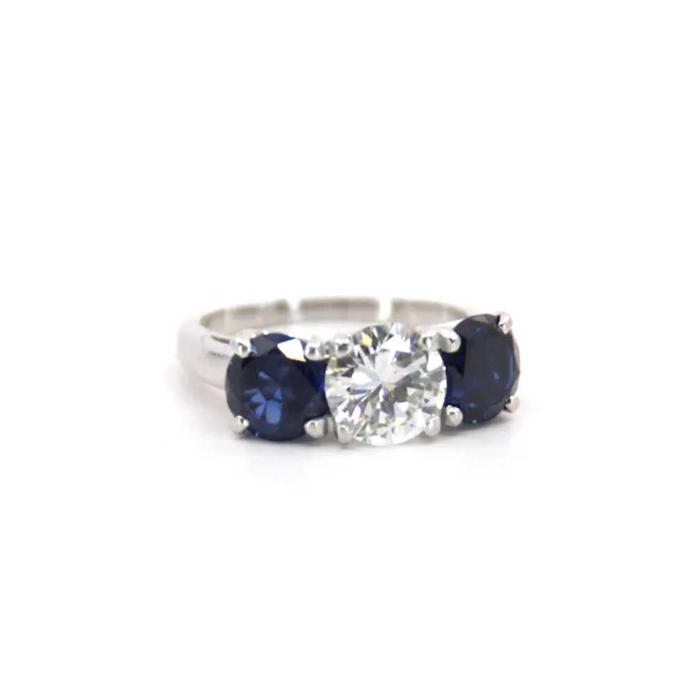 2.20cttw Platinum Sapphire & 1.40ct Diamond Ring - image 7