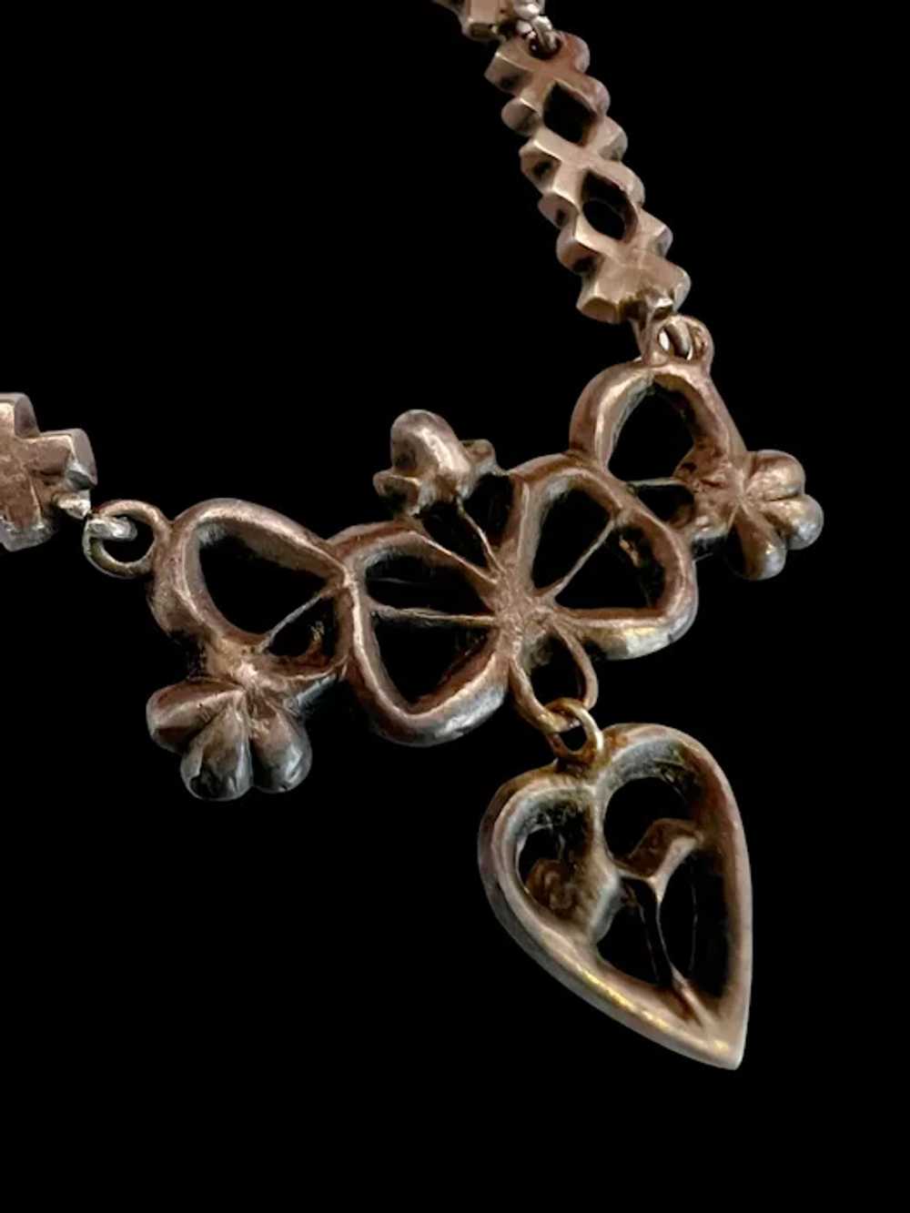 Edwardian Marcasite & Paste Heart Necklace - image 10
