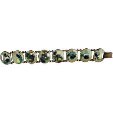 Vintage Enamel on Copper Link Bracelet Circa 40s-… - image 1