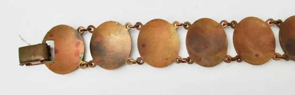 Vintage Enamel on Copper Link Bracelet Circa 40s-… - image 4