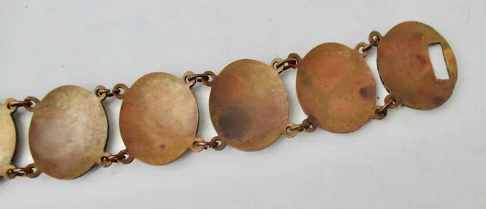 Vintage Enamel on Copper Link Bracelet Circa 40s-… - image 5