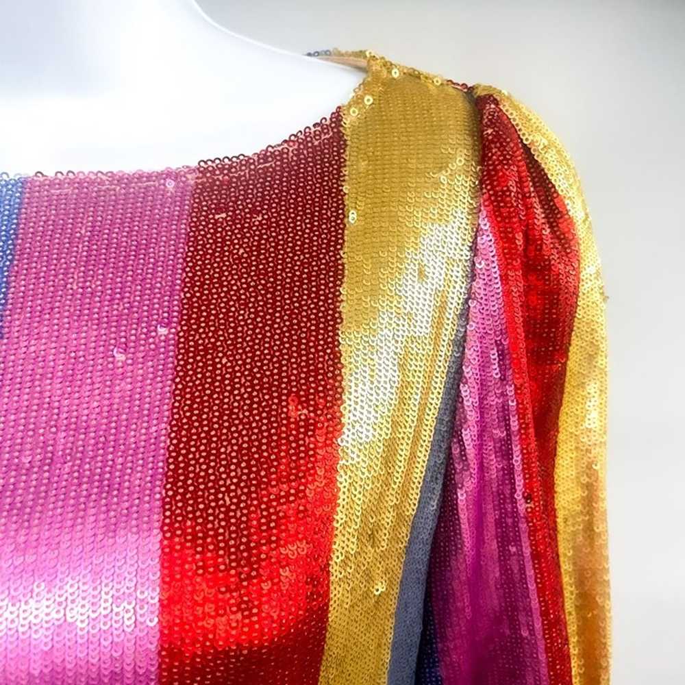 RIXO Ava Rainbow Sequin Stripe Mini Dress Balloon… - image 11