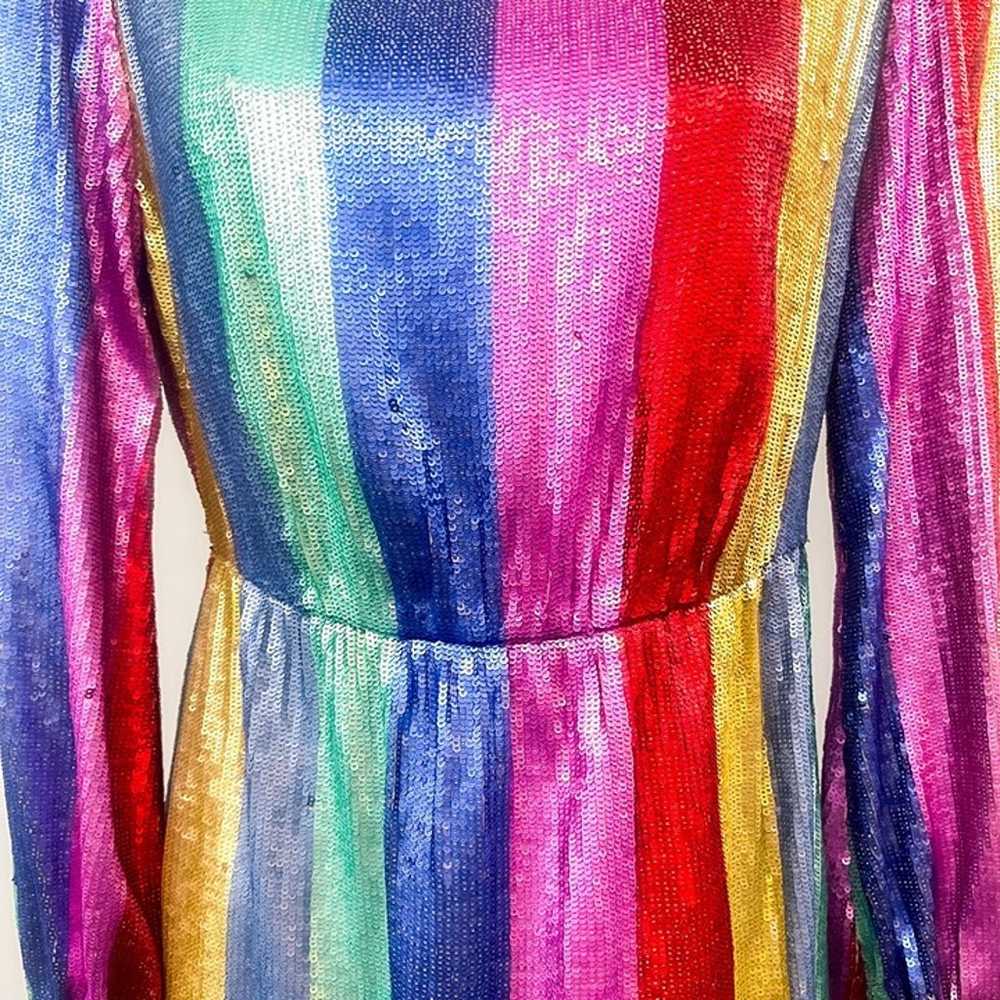 RIXO Ava Rainbow Sequin Stripe Mini Dress Balloon… - image 9