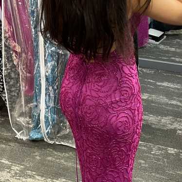 Violet Purple Silk Chiffon One Strap Mini Prom Dress, Bra in Party
