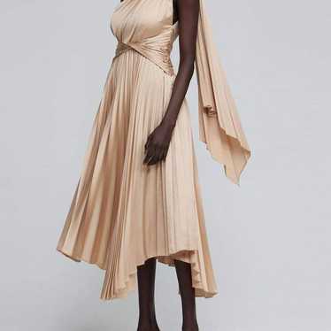 $450 ACLER  Kalora Pleated Midi Dress - Gold size… - image 1