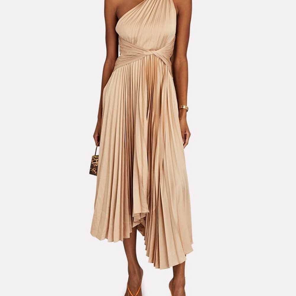 $450 ACLER  Kalora Pleated Midi Dress - Gold size… - image 7