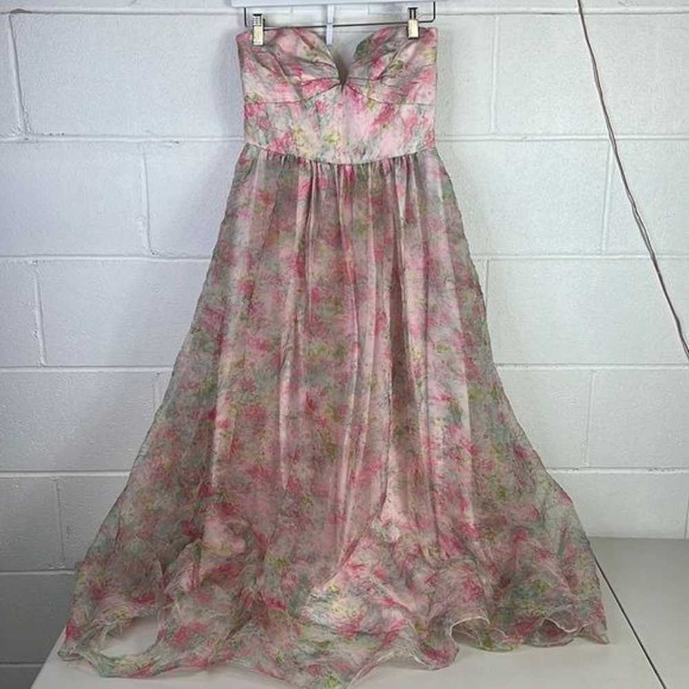 RTR ML Monique LhuillierFloral Organza Dress Sz 0… - image 3