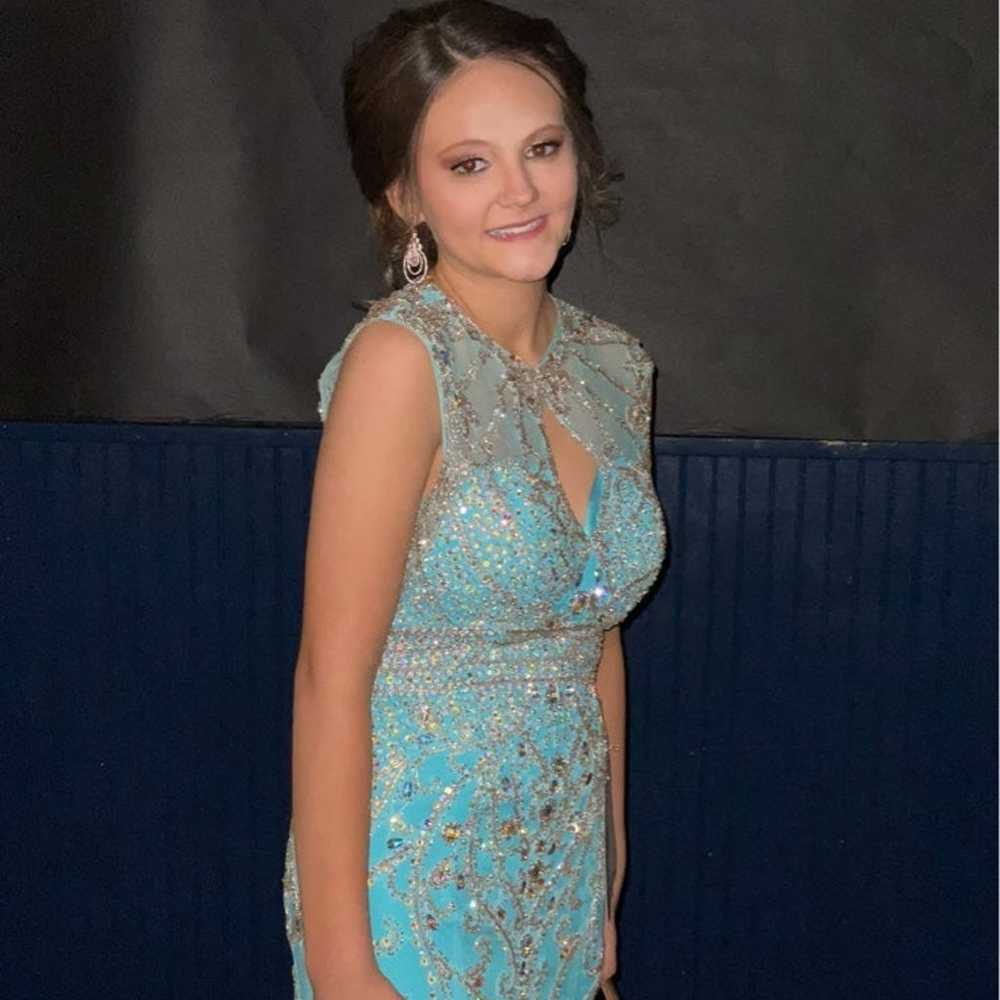 Rachel Allan Prima Donna Aqua Blue Dress - image 2