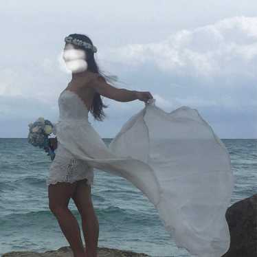 Strapless chiffon wedding dress - image 1