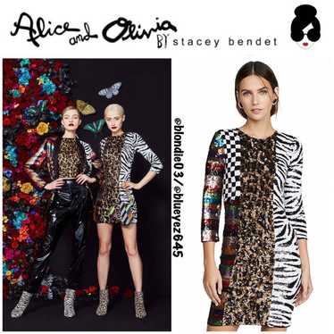 Alice + Olivia Jae Sequin Keyhold Black Mini Dres… - image 1
