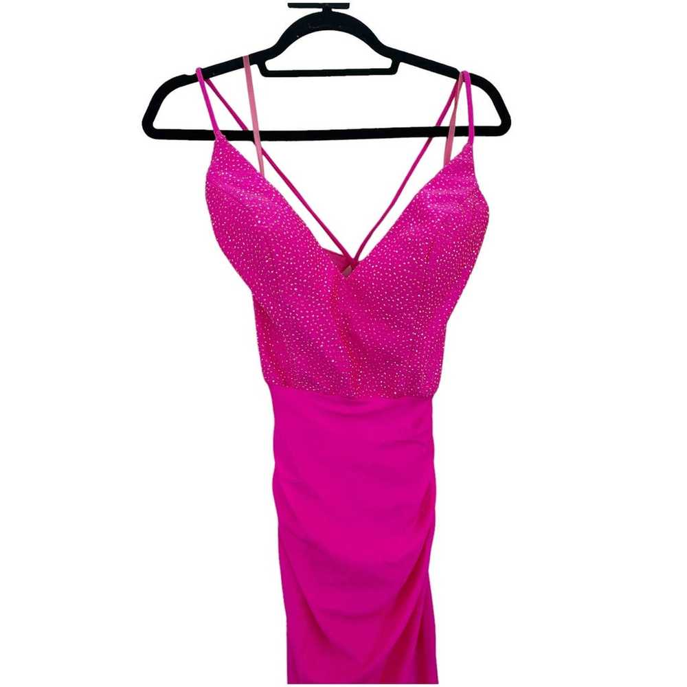 La Femme Ruched Open Lace Up Back Maxi Dress Wome… - image 12