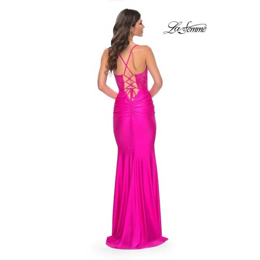 La Femme Ruched Open Lace Up Back Maxi Dress Wome… - image 2