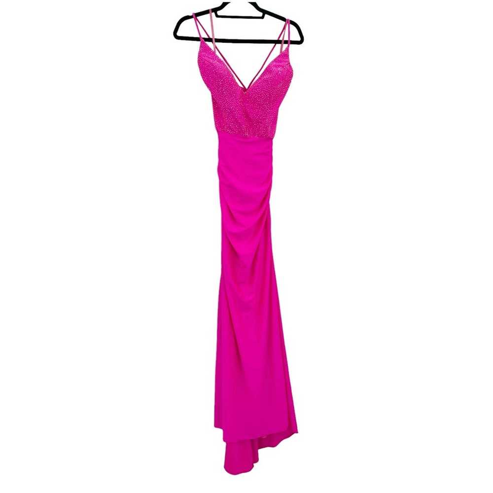 La Femme Ruched Open Lace Up Back Maxi Dress Wome… - image 5