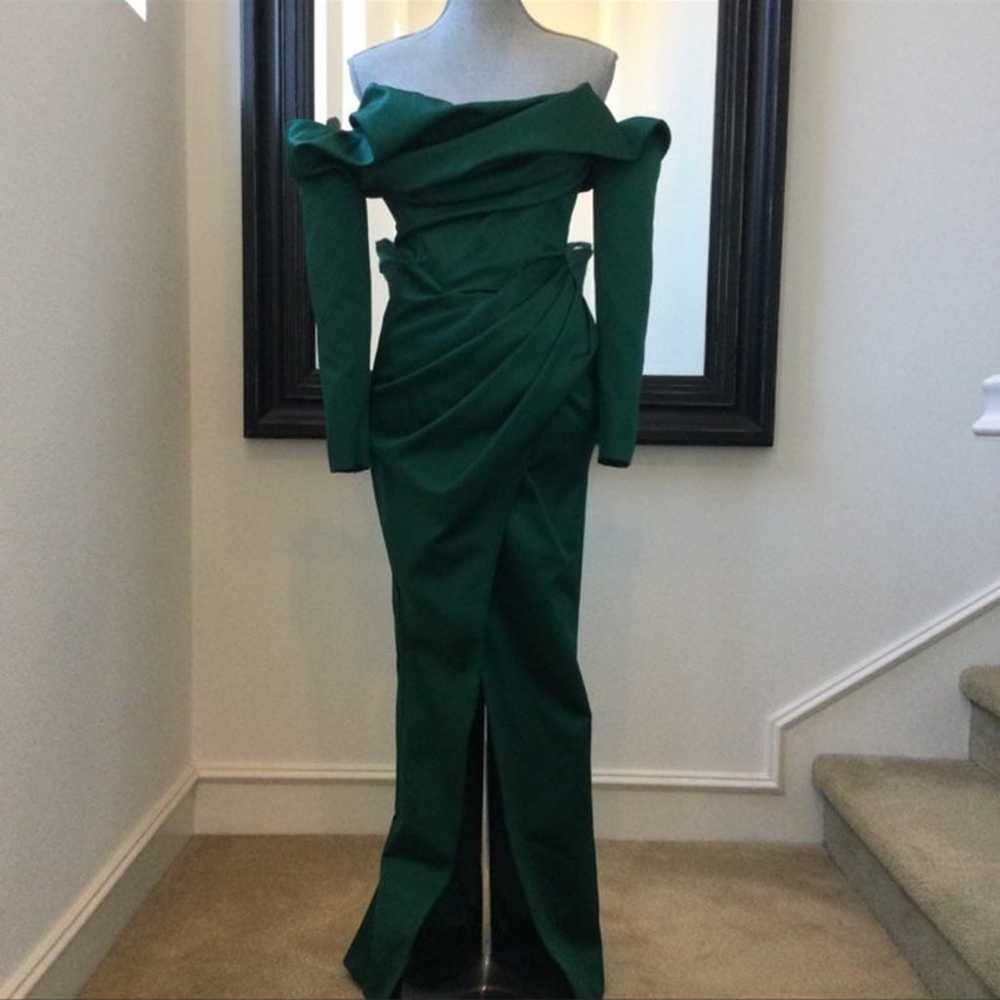 House of CB Sienna Emerald Green Draped Satin Cor… - image 6