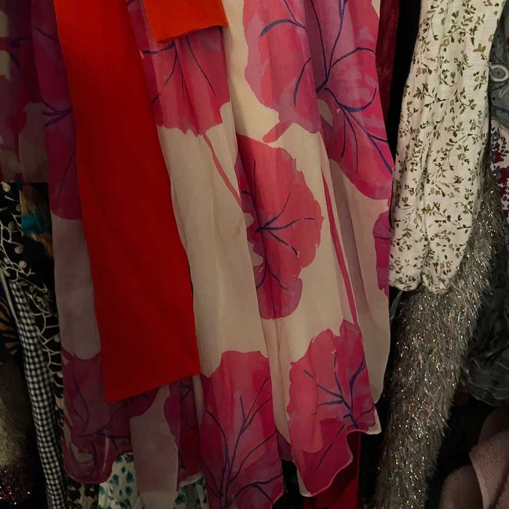 Diane von furstenberg pink wrap dress kimono leaf - image 5