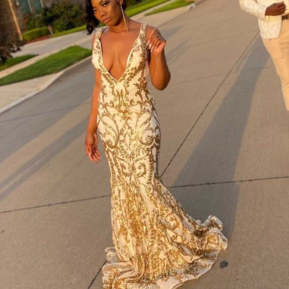 Prom Dress White & Gold - image 3