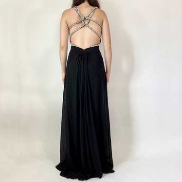 La Femme black prom dress with sequined straps - image 1