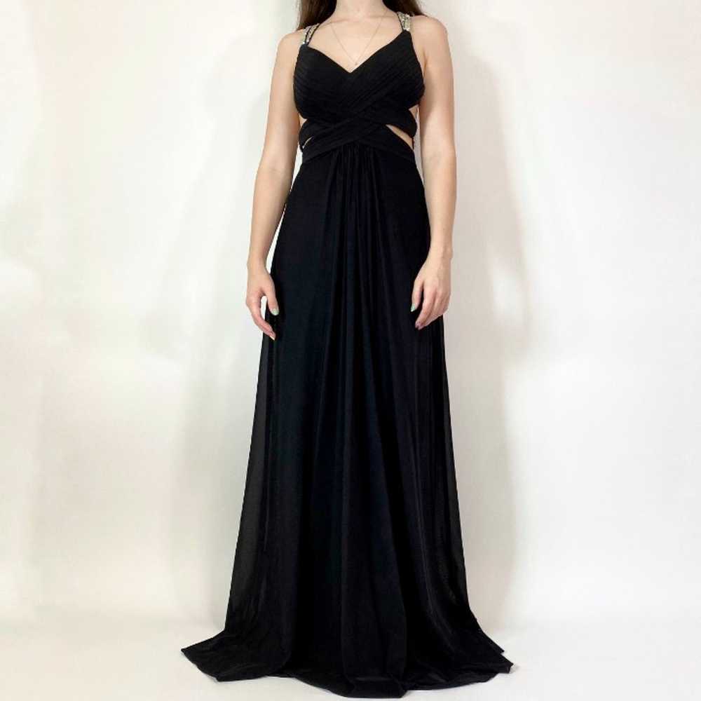 La Femme black prom dress with sequined straps - image 2