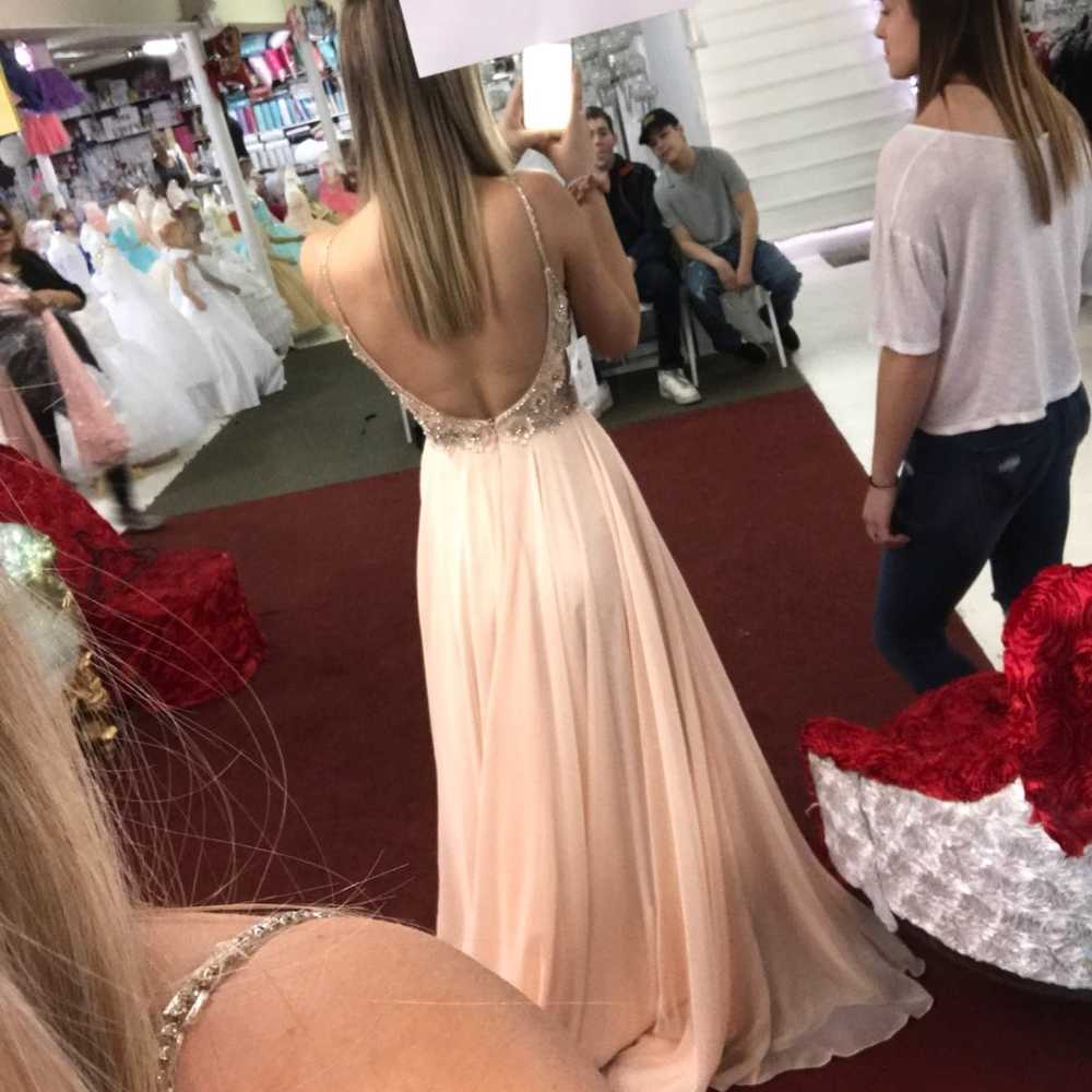 light peach prom dress - image 2