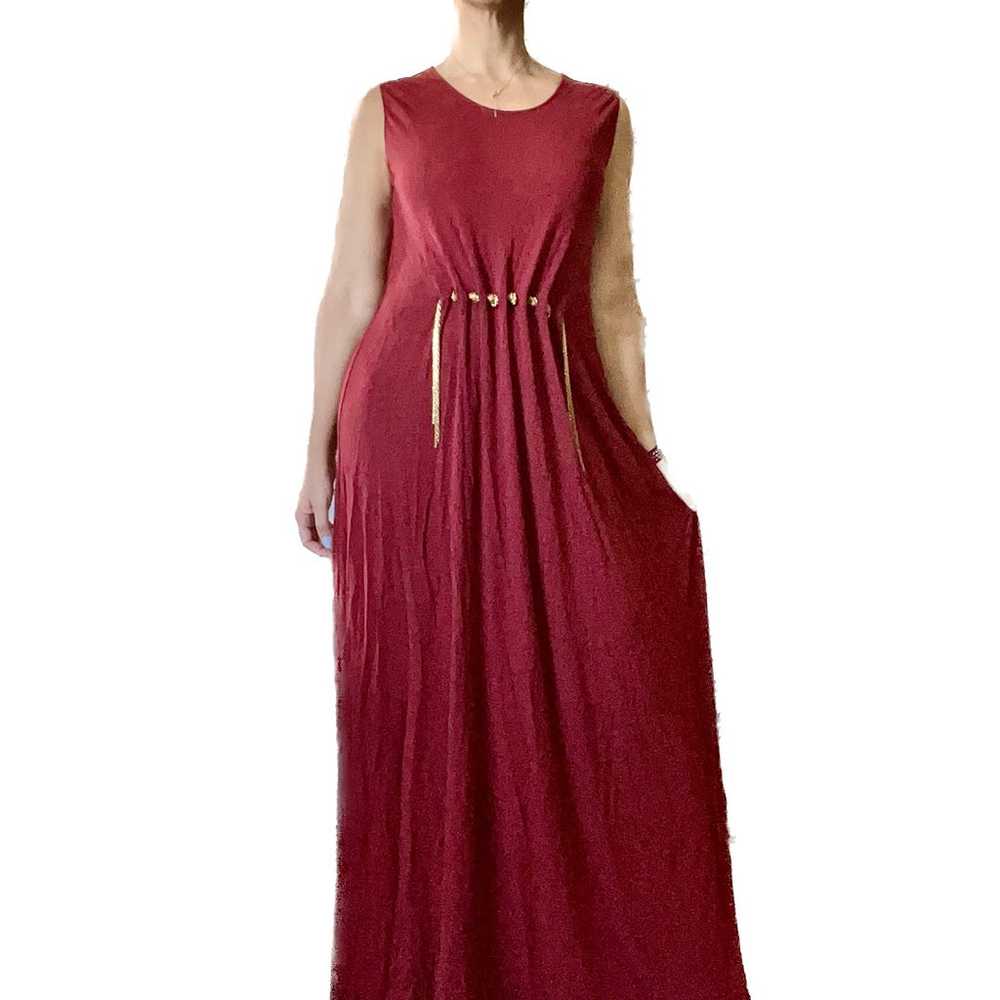 Lanvin Bordeaux Chain Column Gown Dress - image 2