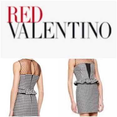 RED Valentino Vichy Gingham Peplum Dress