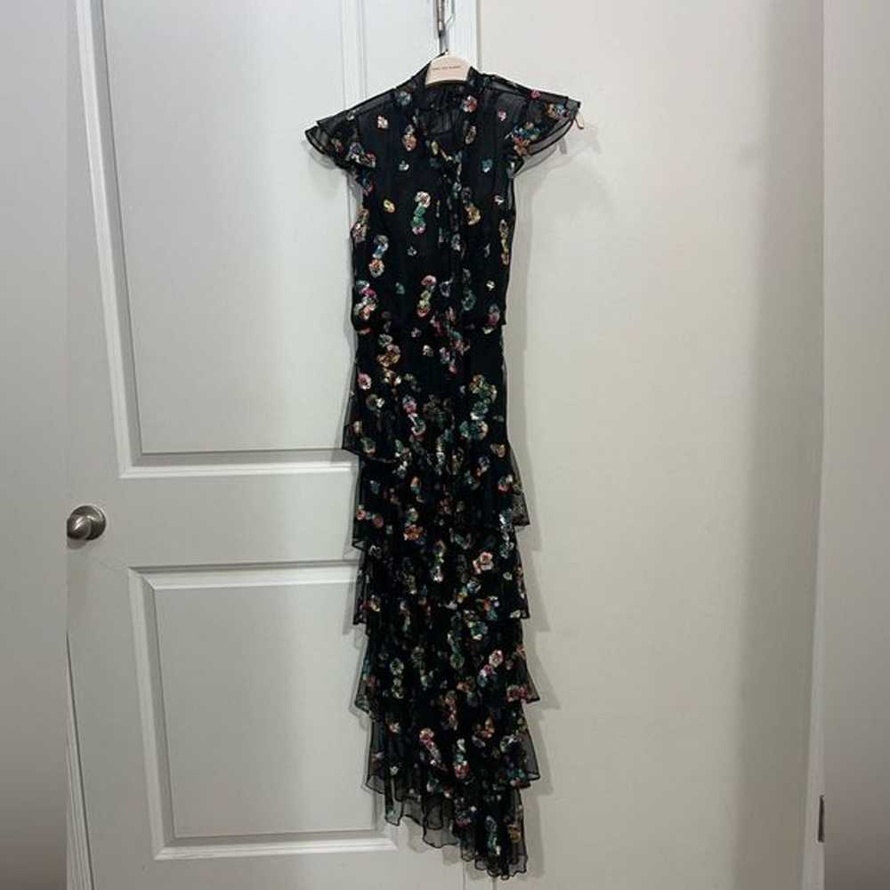 ML Monique Lhuillier Black Multi Floral Gown Size… - image 2