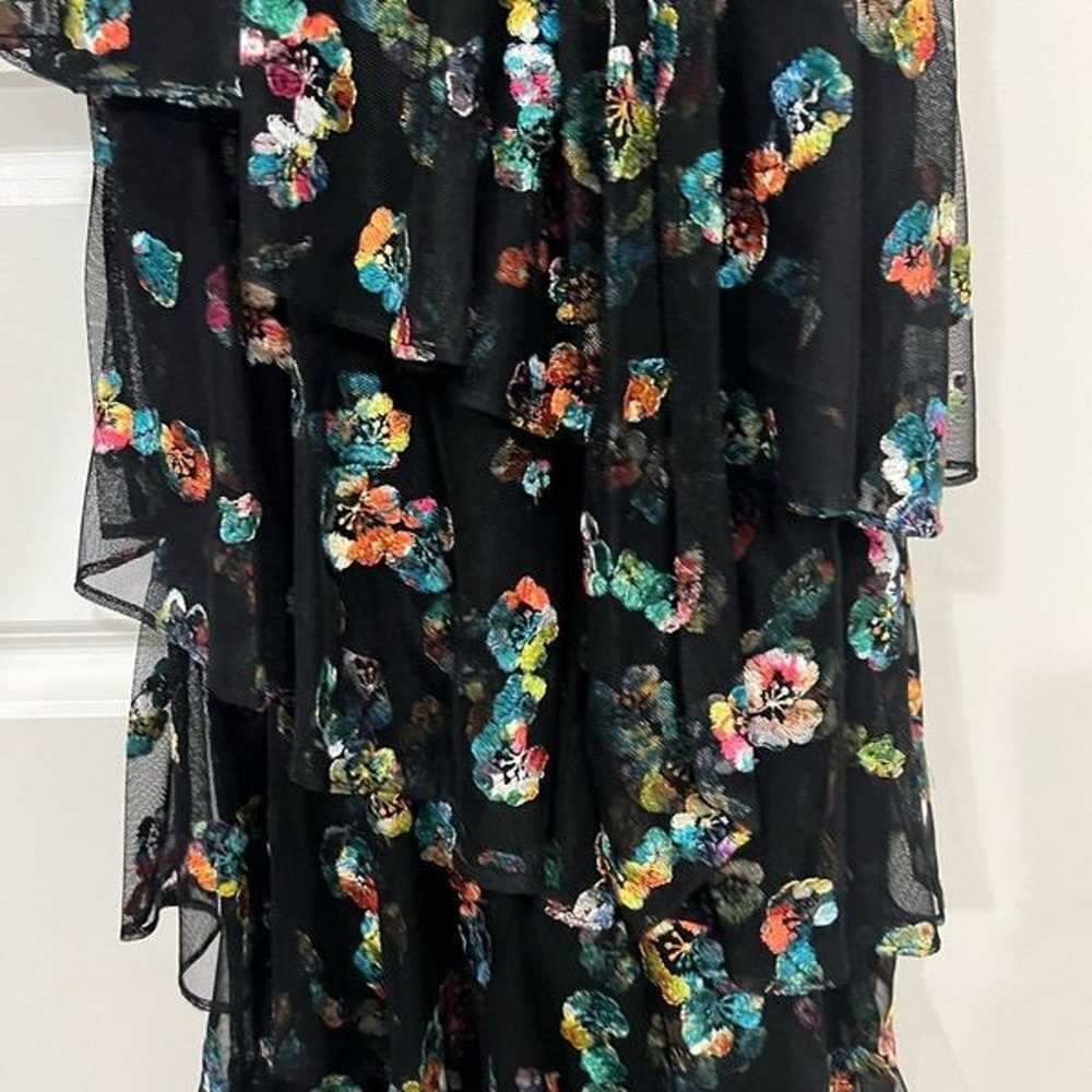ML Monique Lhuillier Black Multi Floral Gown Size… - image 3