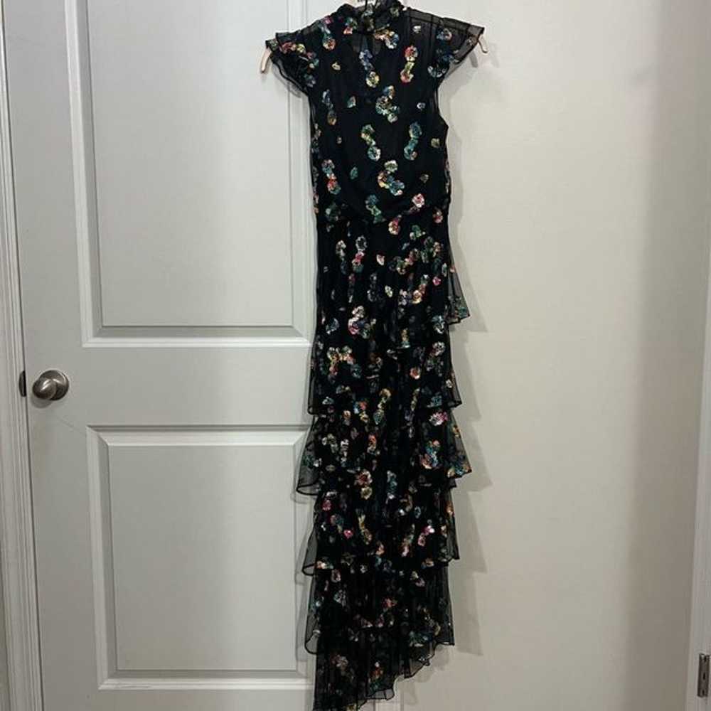 ML Monique Lhuillier Black Multi Floral Gown Size… - image 6