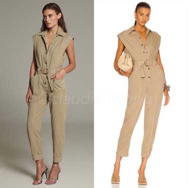 NOAM Lanux Belted Utility Coverall Jumpsuit in Kha